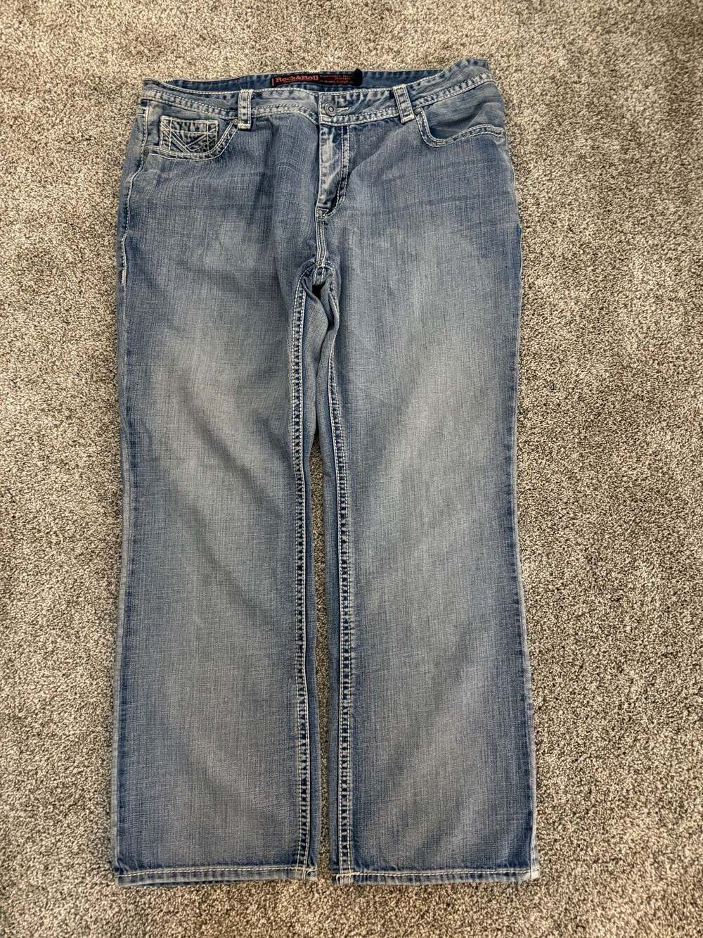 Rock & Roll Cowboy Denim Double Barrel Straight Leg Jeans 42x34